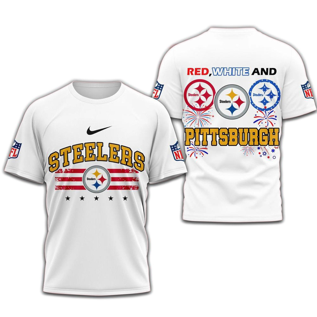 Red White And Pittsburgh Steelers 4Th Of July Independence Day Shirt-1