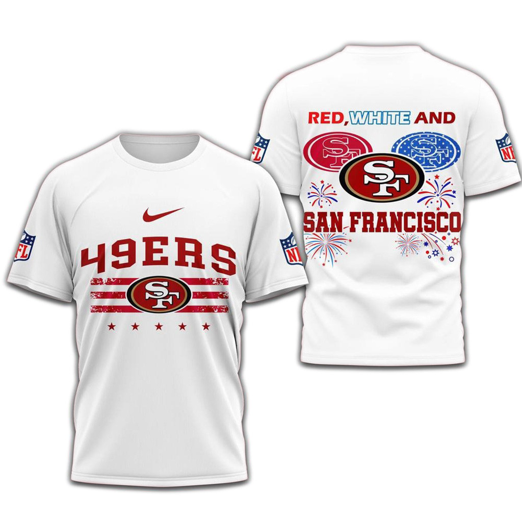 Red White And San Francisco 49Ers 4Th Of July Independence Day Shirt-1