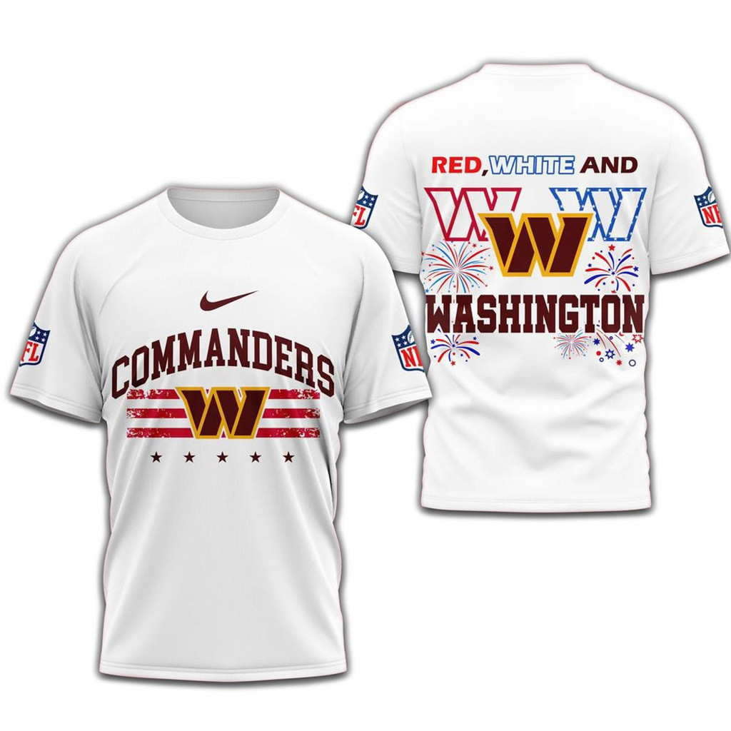 Red White And Washington Commanders 4Th Of July Independence Day Shirt-1