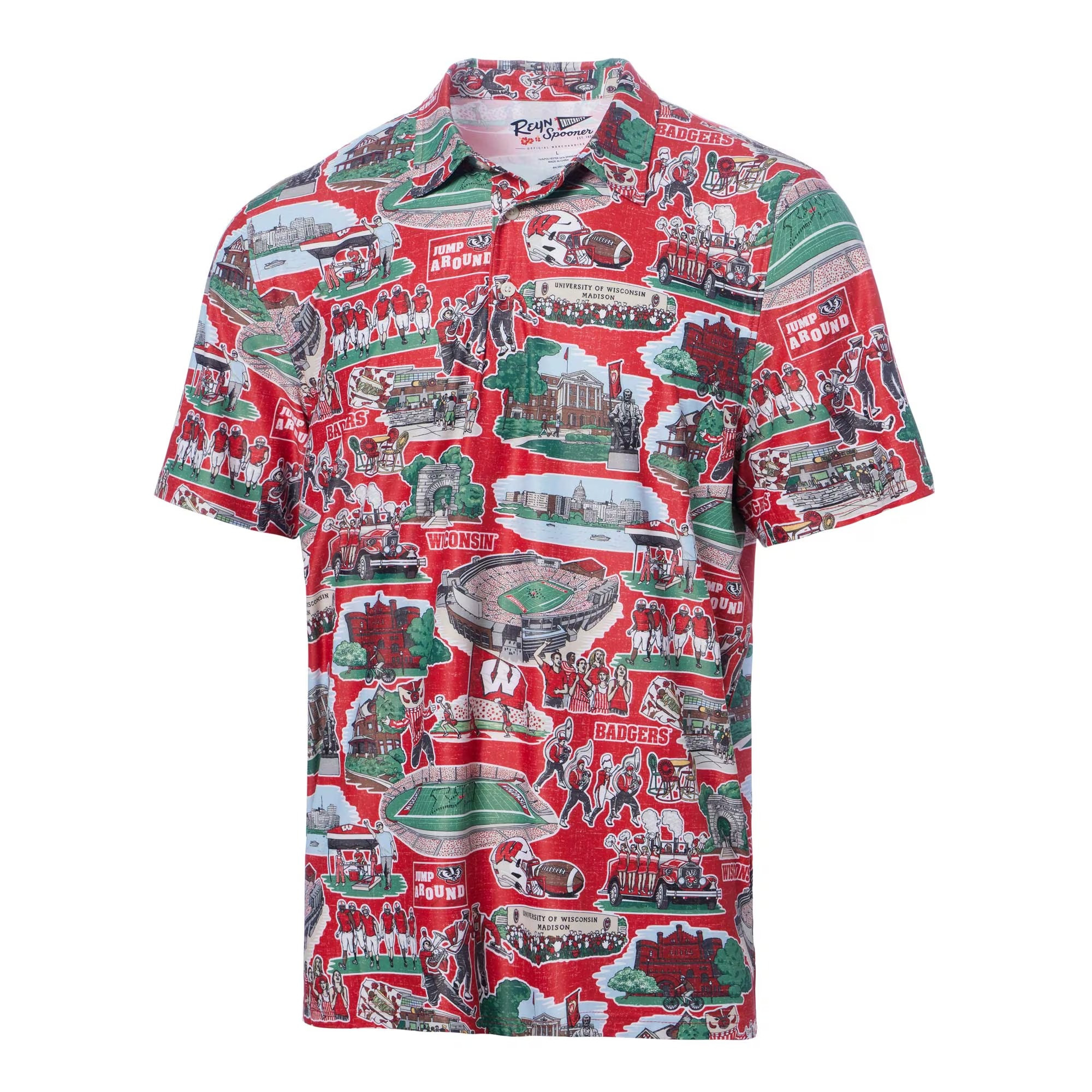 Red Wisconsin Badgers Polo Shirt NCAA Aloha Shirt Father's Day Presents From Daughter-1