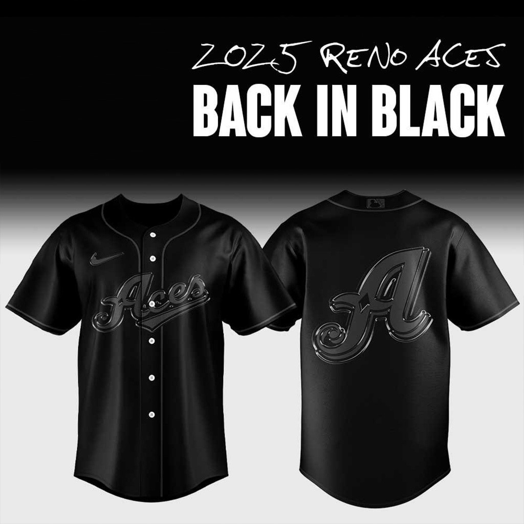 Reno Aces Back In Black Baseball Jersey Reno Aces Merch Best Gifts For Baseball Lovers-1