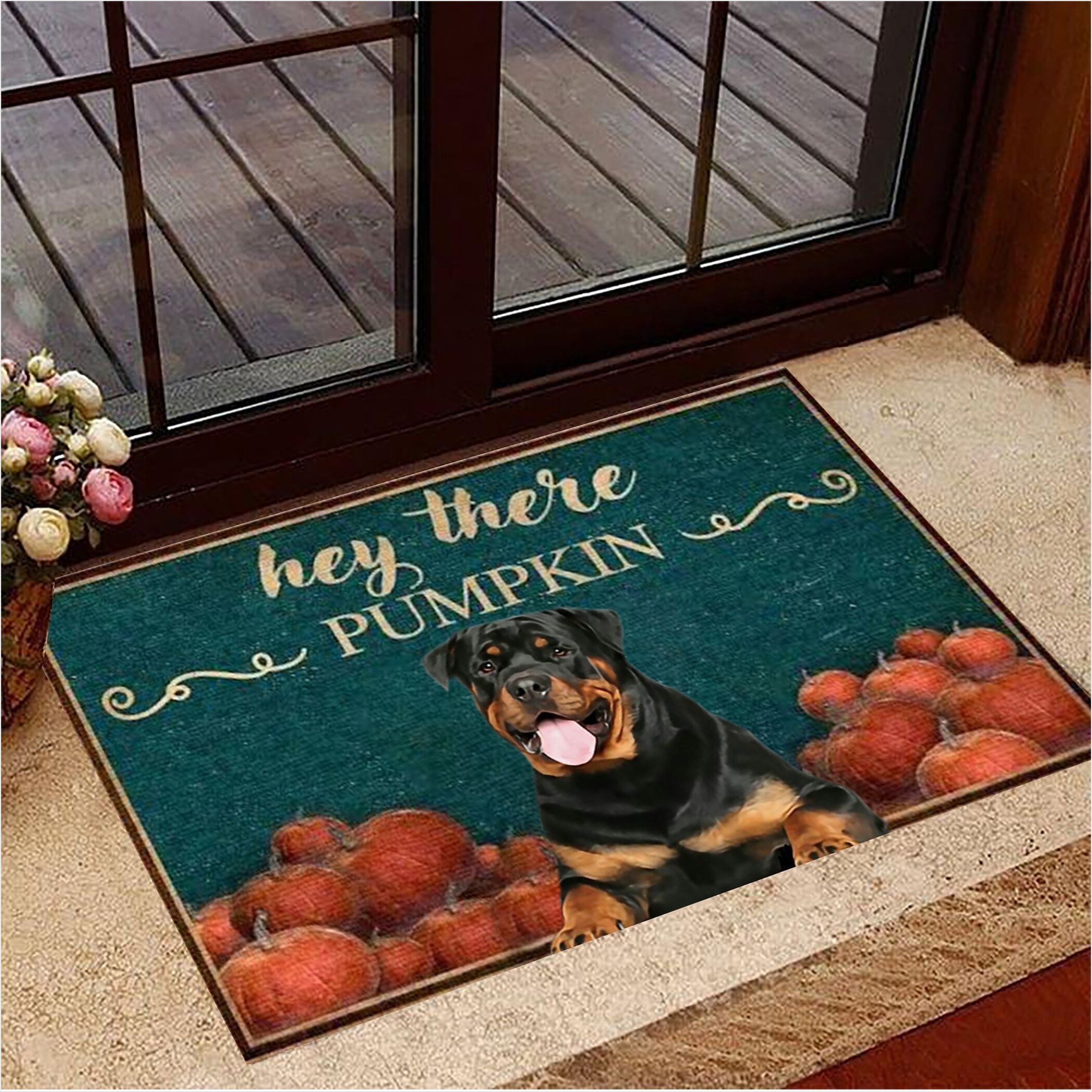 Retriever Hey There Pumpkin Doormat Fall Door Mats Presents For Dog Lovers Gifts For Friends-1