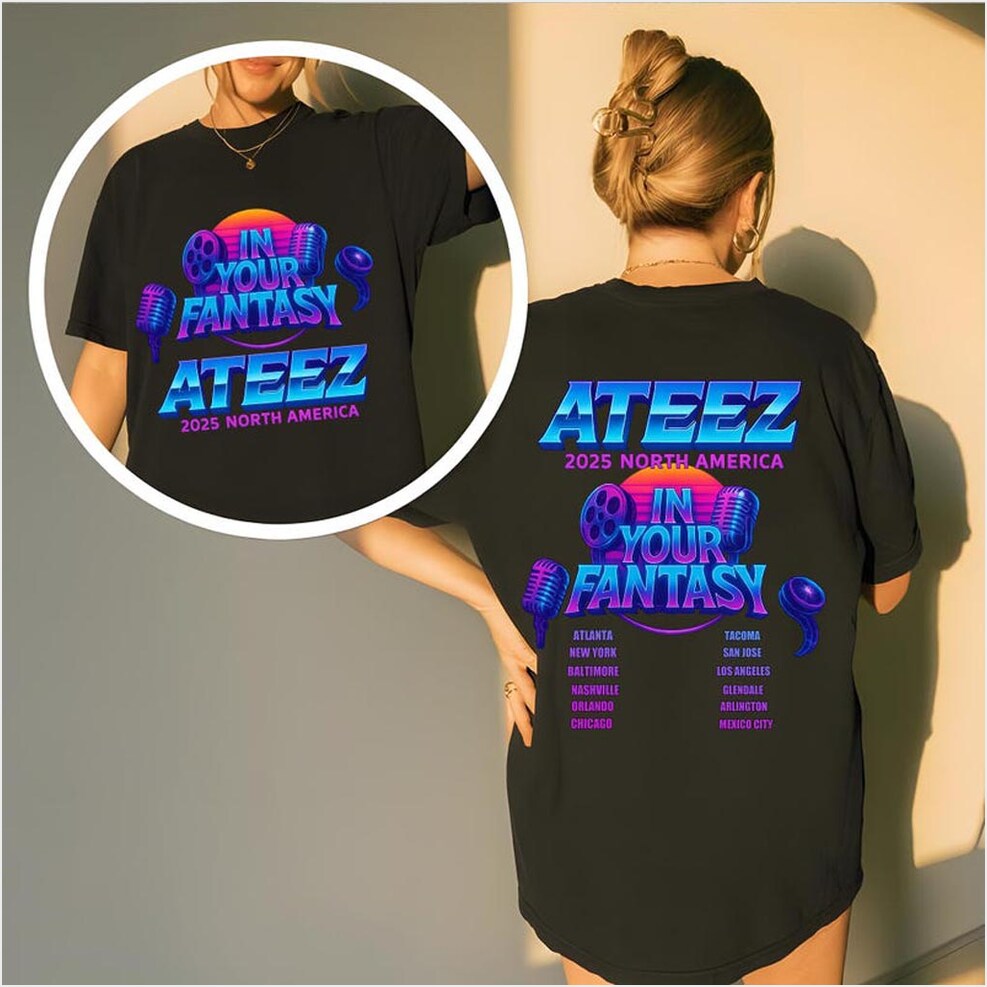 Retro Ateez 2025 World Tour In Your Fantasy Shirt Ateez World Tour 2025 in North America Tee-1