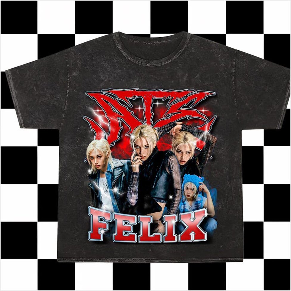 Retro Felix Stray Kids Domiate Mineral Wash Shirt Stray Kids DomiAte In US T-Shirt Stray Kids Merch-1