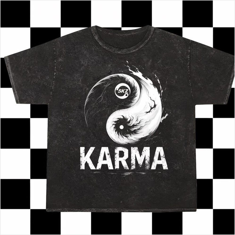 Retro Stray Kids Karma Mineral Washed Shirt Stray Kids Ceremony Shirt SKZ Karma Shirt Stray-1