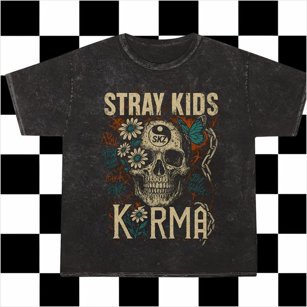 Retro Stray Kids Karma Mineral Washed Shirt Vintage SKZ Karma Shirt Stray Kids Karma Sport-1