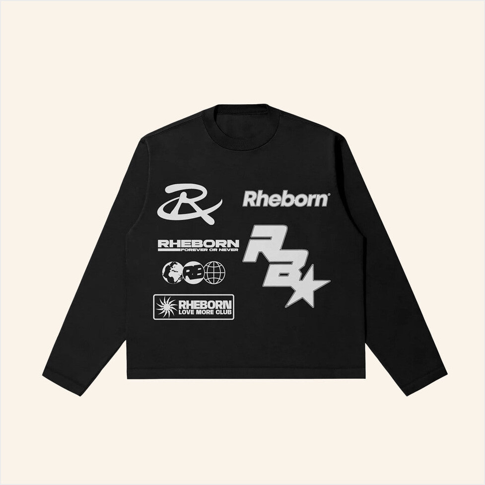 Rheborn Clo Merch Multi Logo Long Sleeve Shirt Black Best Gifts For Him Gifts For Besties-1