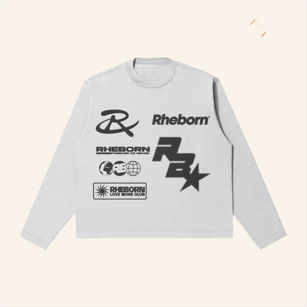 Rheborn Clo Merch Multi Logo Long Sleeve Shirt White Birthday Presents For Boyfriend-1