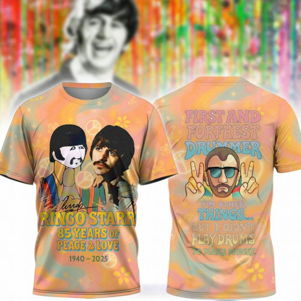 Ringo Starr 85th Anniversary Peace And Love Special T-Shirt Gifts For Music Lovers-1