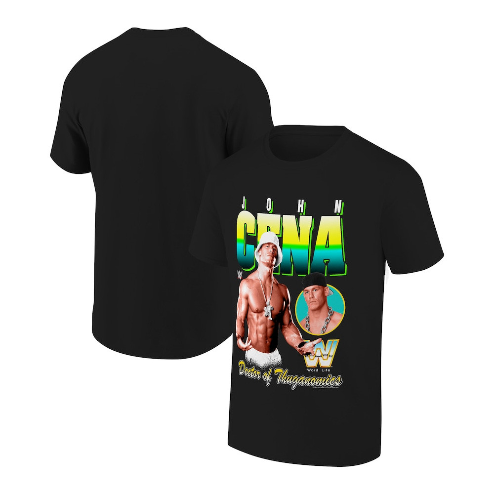 Ripple Junction Black John Cena Doctor Of Thuganomics Graphic T-Shirt Gifts For Fans-1