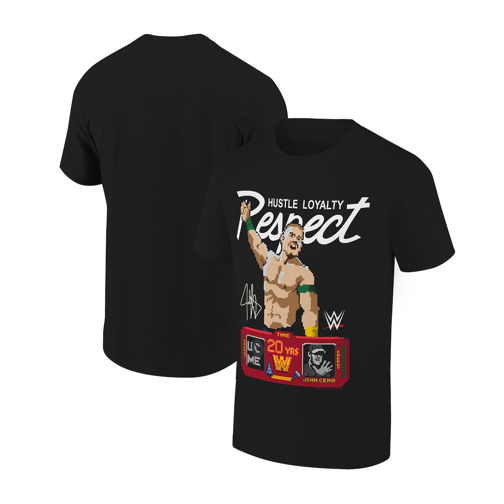 Ripple Junction Black John Cena Hustle Loyalty Respect Pixelated Graphic T-Shirt Fans Gifts-1