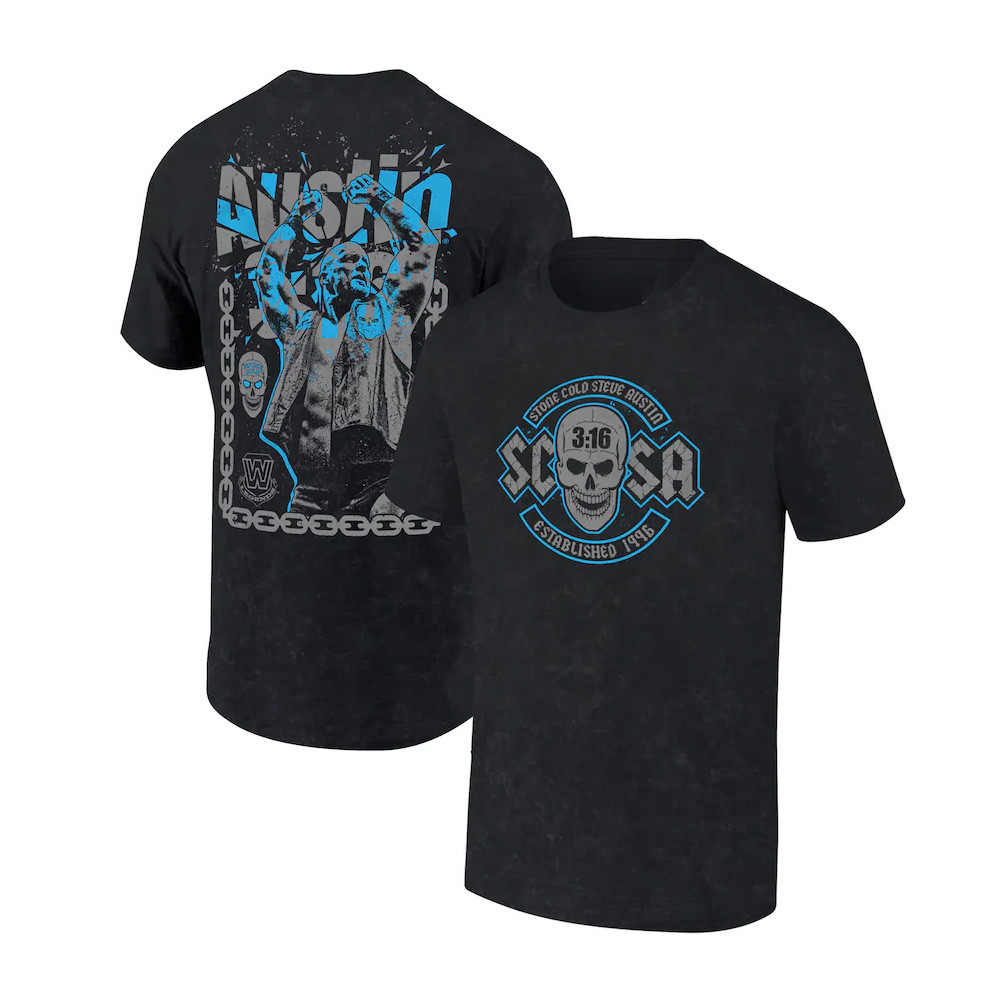 Ripple Junction Black Stone Cold Steve Austin 3 16 Skull T-Shirt Cool Gifts For Dad-1