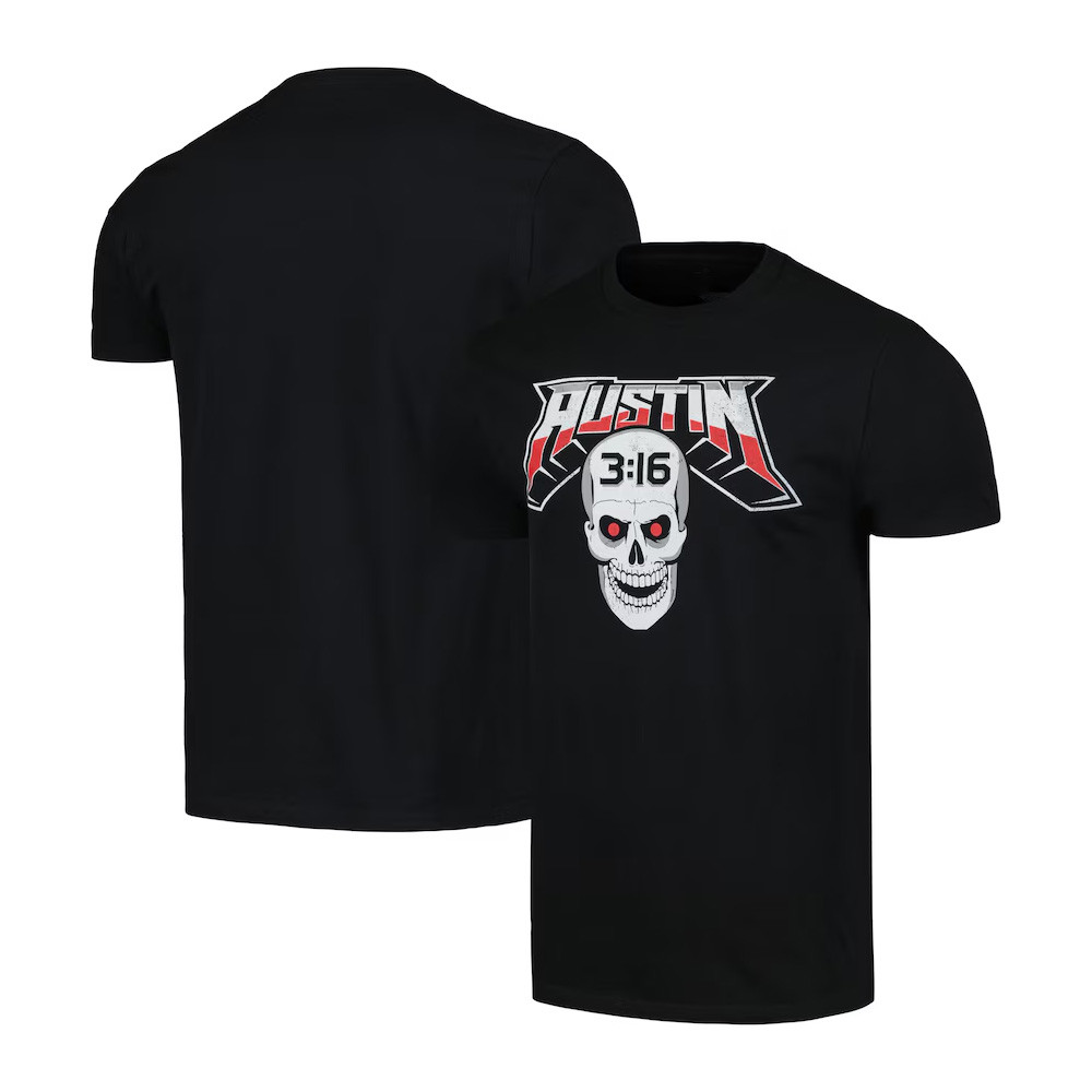 Ripple Junction Black Stone Cold Steve Austin 3 16 Skull T-Shirt Great Gifts For Dad-1