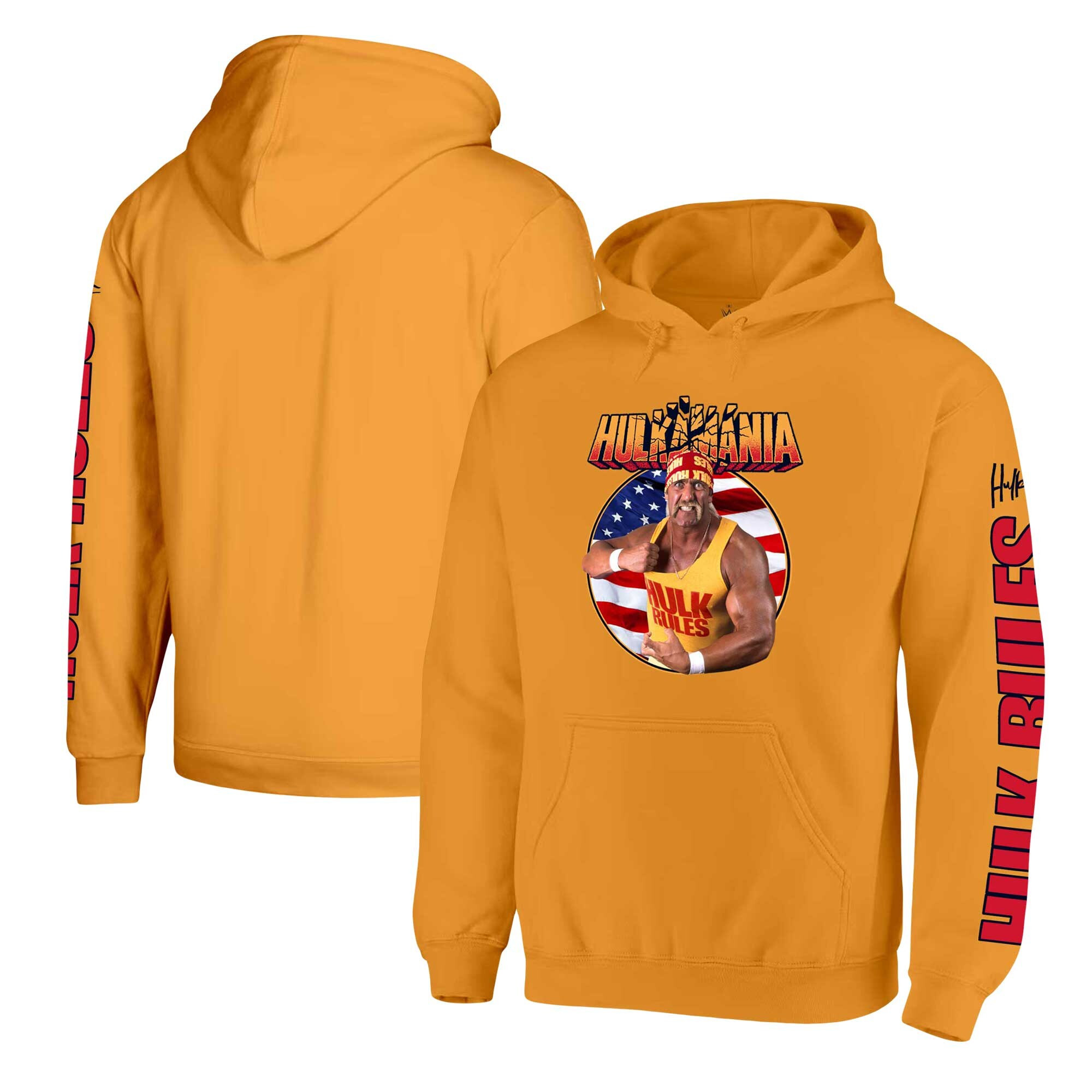 Ripple Junction Gold Hulk Hogan Hulk Rules Fleece Pullover Hoodie Hulk Hogan Merch-1