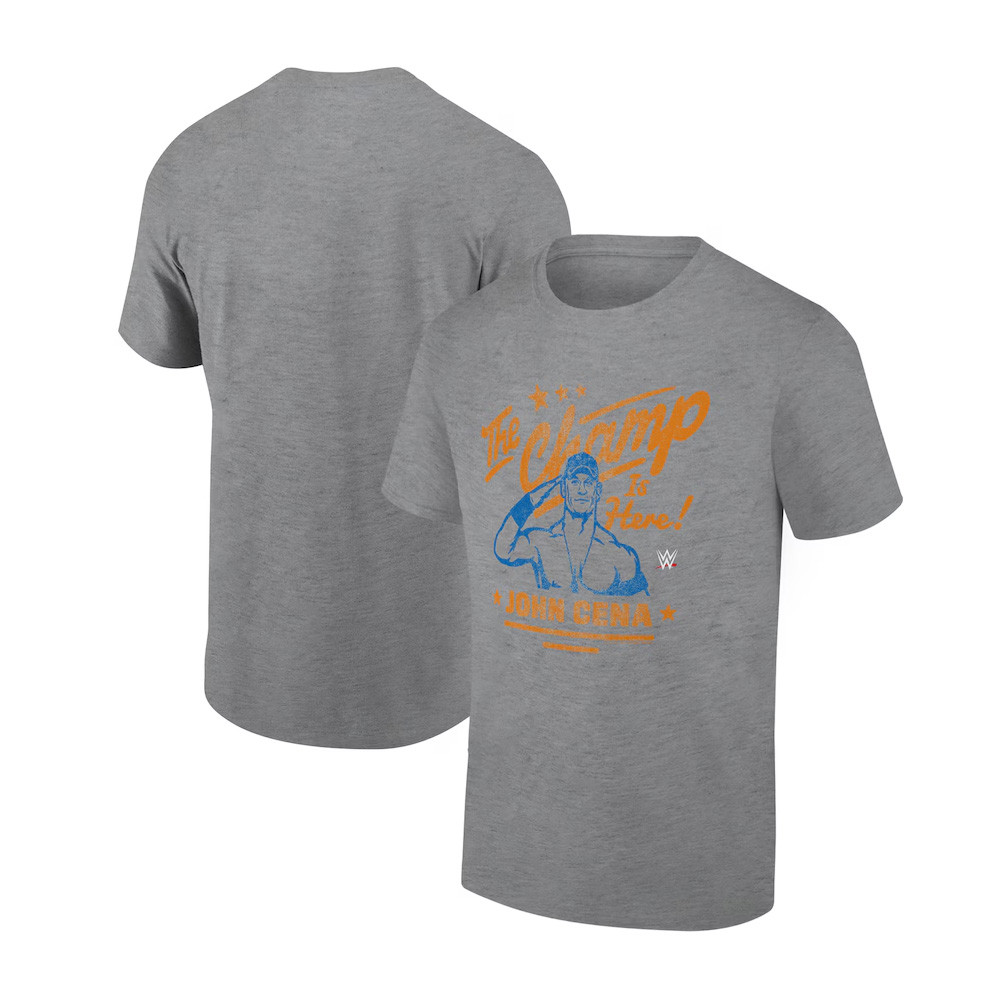 Ripple Junction Heather Gray John Cena The Champ Is Here Graphic T-Shirt Birthday Gifts For Dad-1