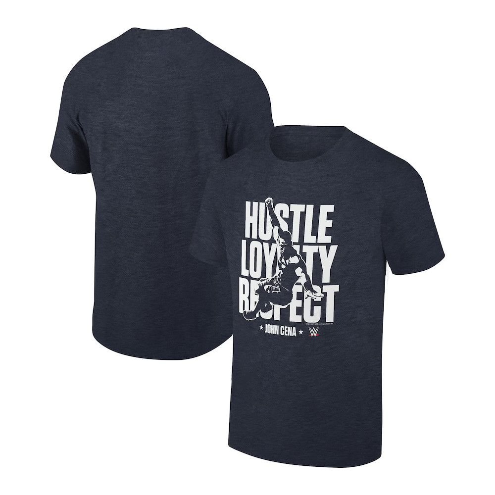 Ripple Junction Heather Navy John Cena Hustle Loyalty Respect Bold Graphic T-Shirt Fans Gifts-1