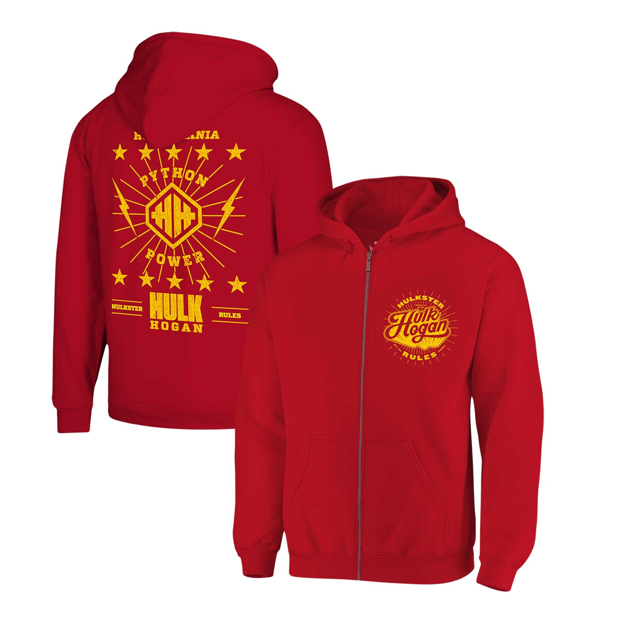 Ripple Junction Red Hulk Hogan Python Power Fleece Fullzip Hoodie Hulk Hogan Merch-1