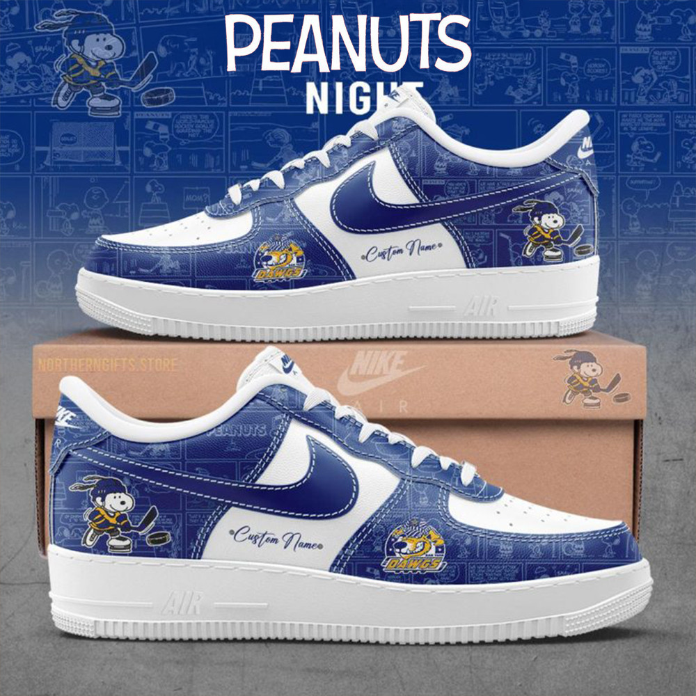 Roanoke Dawgs 75th Anniversary Peanuts Air Force 1 Shoes Best Gifts For Hockey Fans-1