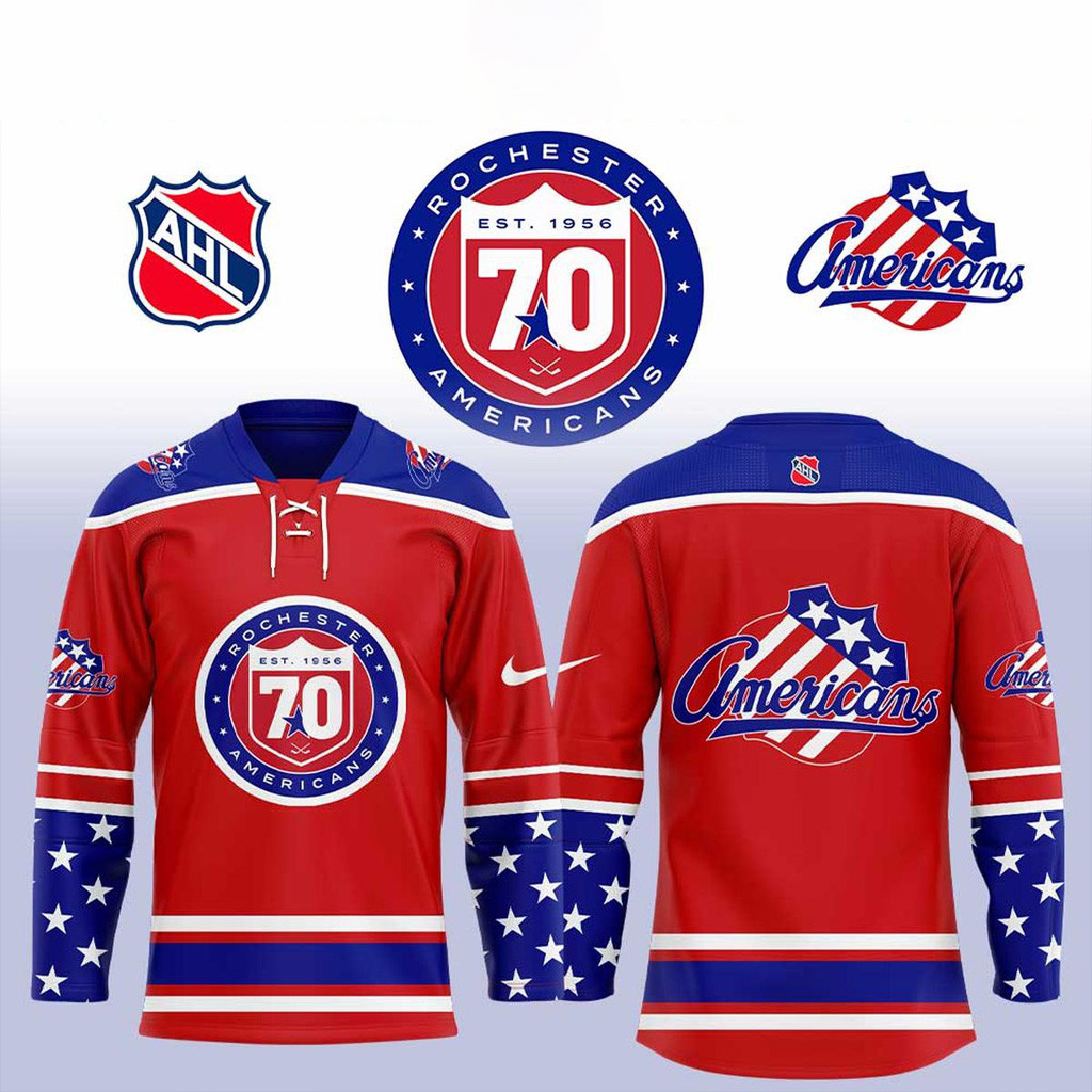 Rochester Americans 70th Anniversary Hockey Jersey Fan Merch Gifts For Father-1