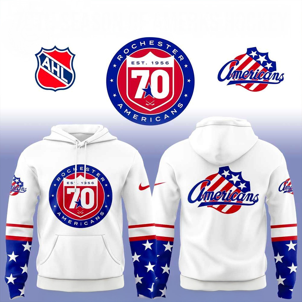 Rochester Americans 70th Season Of Amerks White Hoodie-1