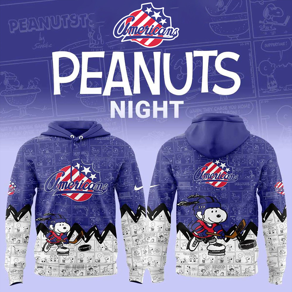 Rochester Americans 75th Anniversary Of Peanuts Hoodie Best Gifts For Hockey Fans-1