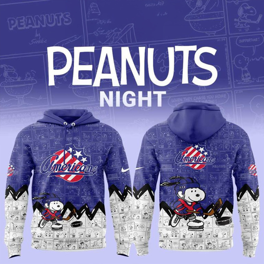 Rochester Americans 75th Anniversary of Peanuts Hoodie Best Gifts For Hockey Lovers-1