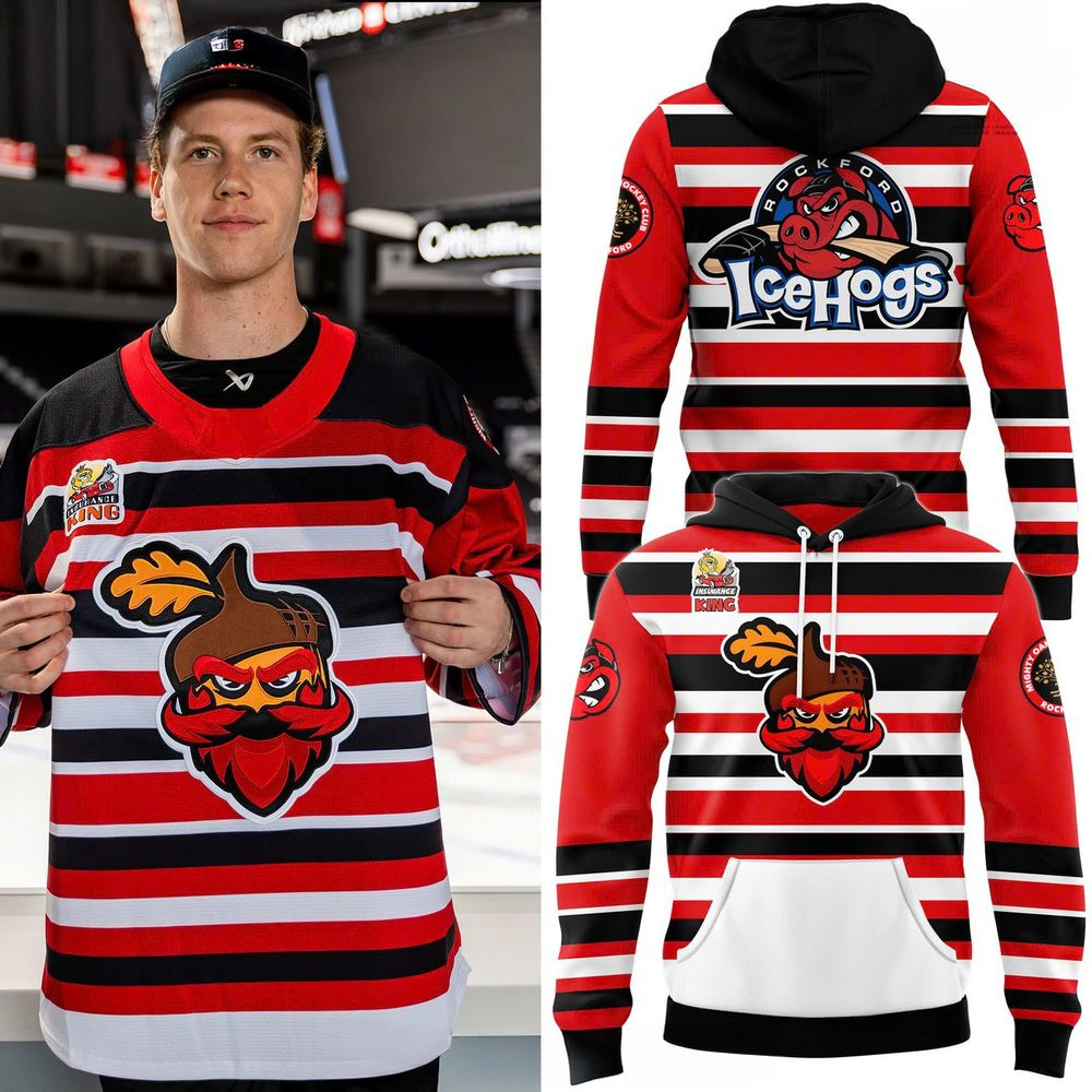 Rockford IceHogs x Rockford Mighty Oaks 2025 Hoodie Rockford IceHogs Merch Dad Fathers Day Gifts-1