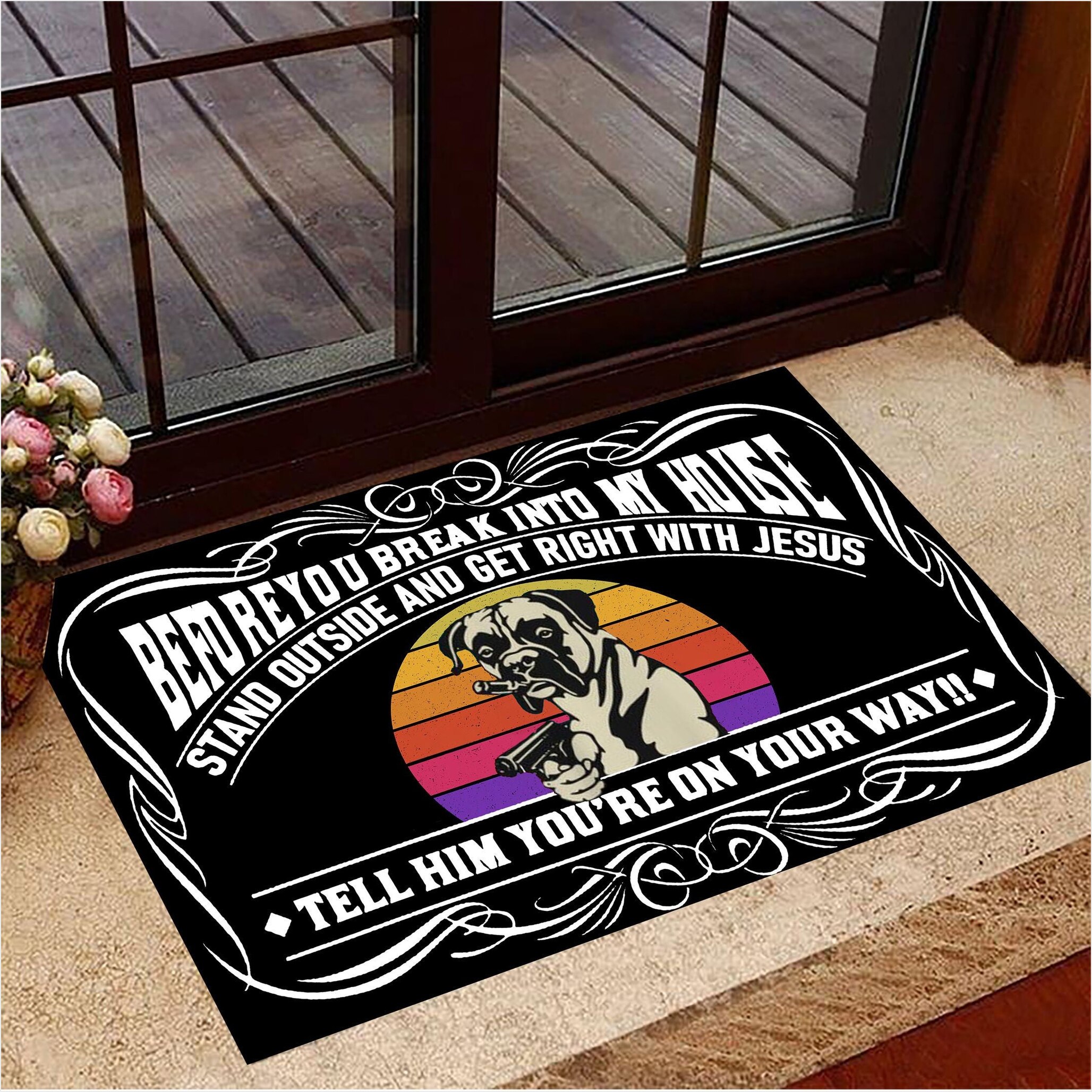 Rottweiler Before You Break Into My House Doormat Decor Funny Saying Doormat Present For Mom-1