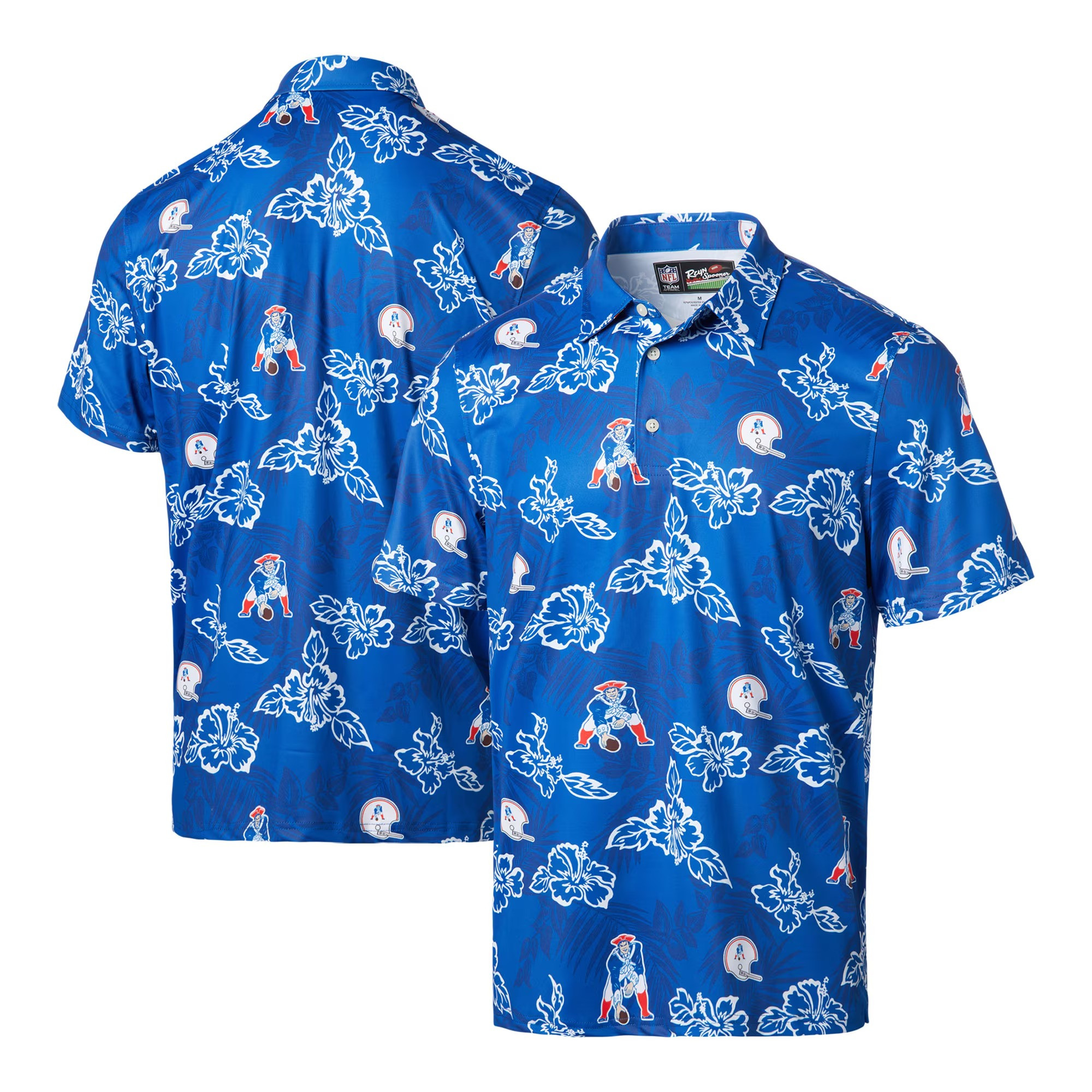 Royal New England Patriots Polo Shirt NFL Aloha Shirt Best Gifts For Football Fans-1