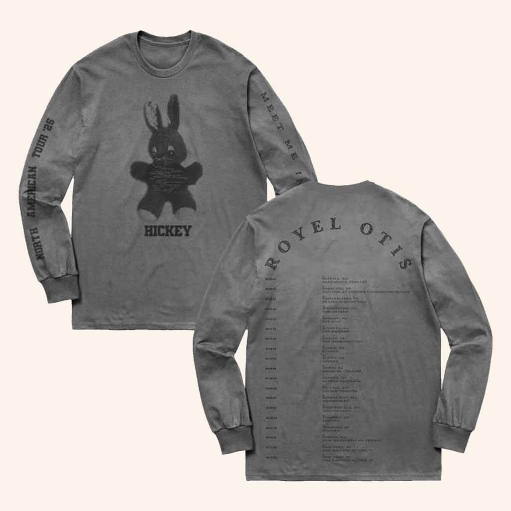 Royel Otis Merch Meet Me In The Car Grey Bunny North American Tour Long Sleeve T-Shirt Gifts For Pop Duo Fans-1