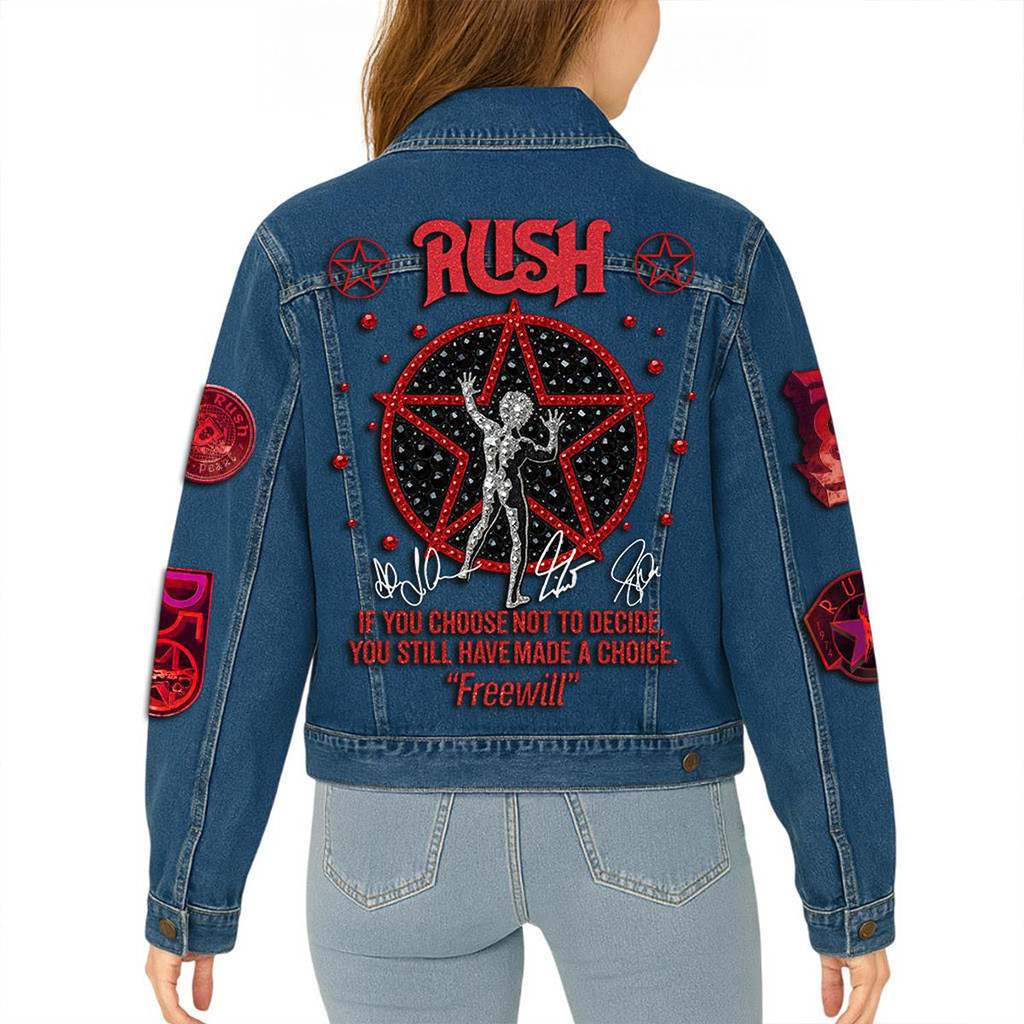 Rush Band FreeWill Denim Jacket Rush Merch Gifts For Girlfriend-1