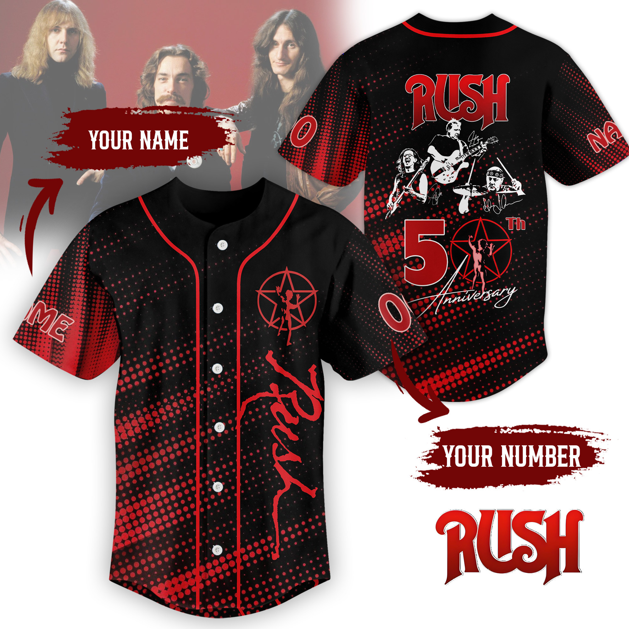 Rush Band Music Personalized Baseball Jersey For Fans-1