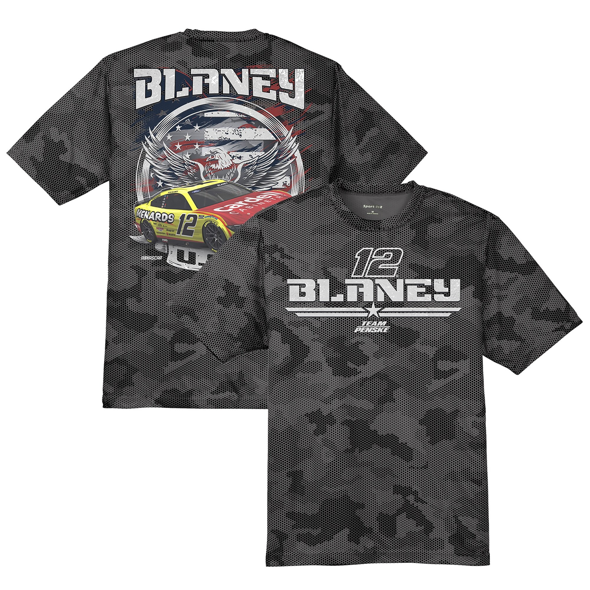 Ryan Blaney Merch Team Penske Gray Ryan Blaney Camo Car T-Shirt Cool Gifts For Dad-1