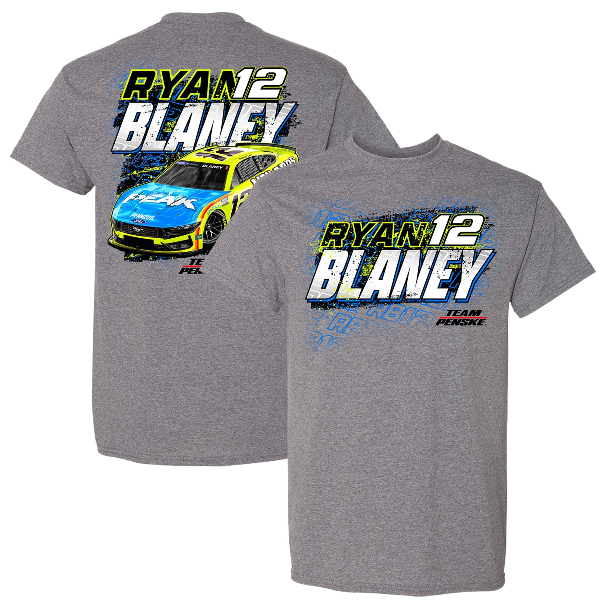 Ryan Blaney Merch Team Penske Heather Gray Ryan Blaney Car T-Shirt Father's Day Gifts For Husband-1