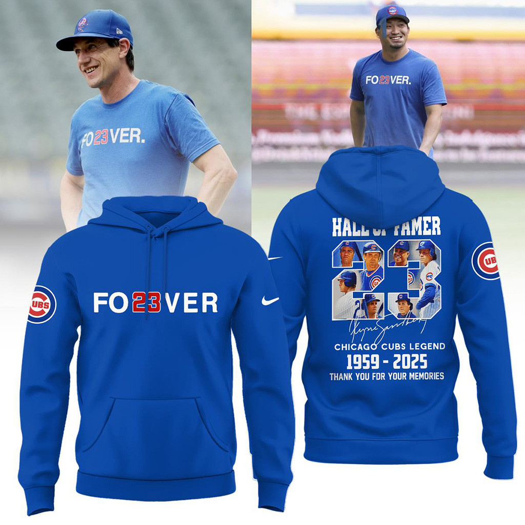 Ryne Sandberg Chicago Cubs Hall Of Famer Forever 23 Hoodie-1