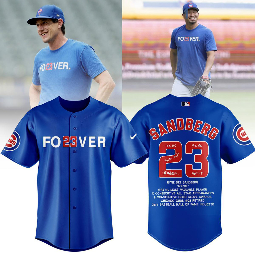 Ryne Sandberg Forever 23 In Our Heart Baseball Jersey-1