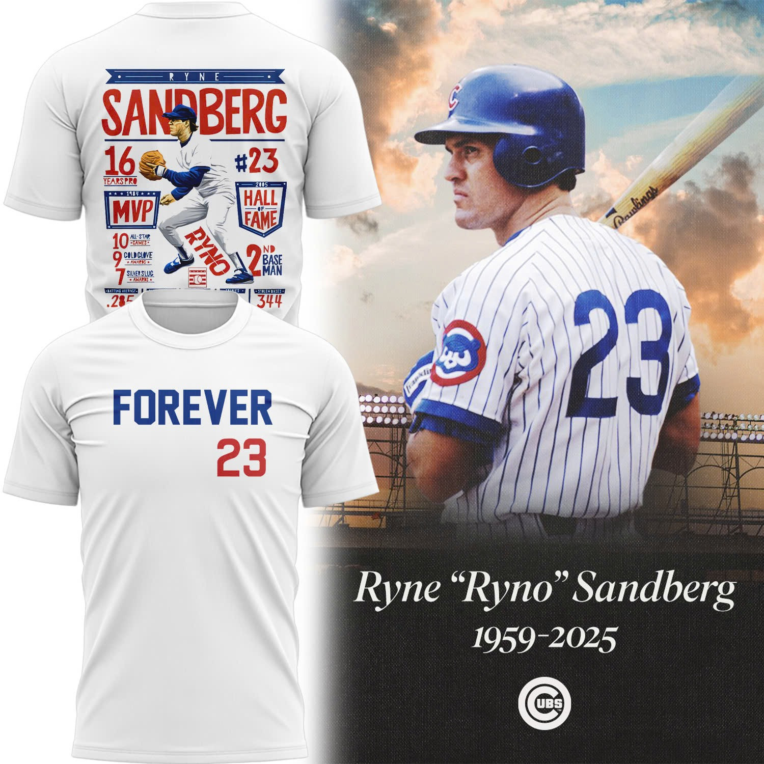 Ryne Sandberg Forever 23 Tshirt Gift For Baseball Fans-1