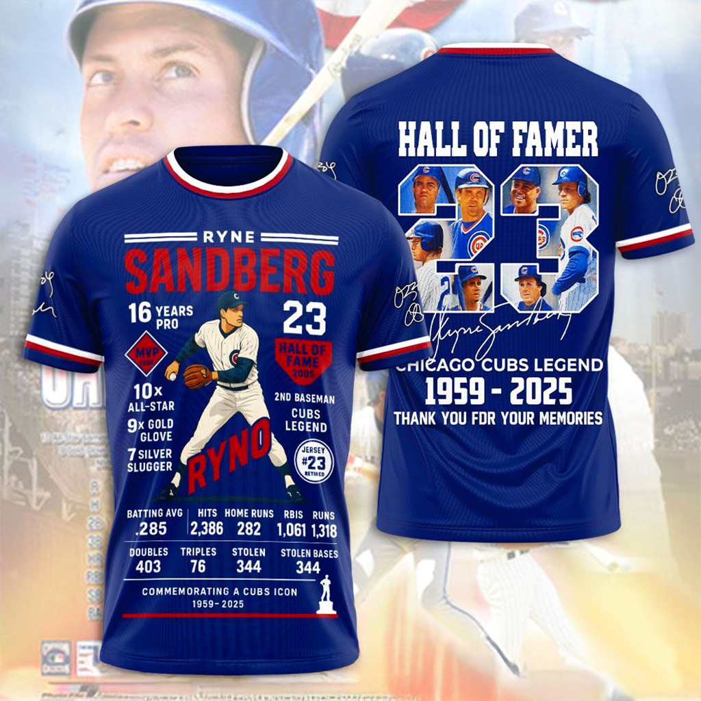 Ryne Sandberg Hall Of Famer Chicago Cubs Legend T-Shirt Gifts For Baseball Fans-1
