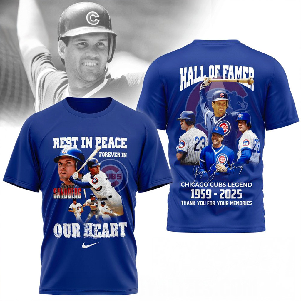 Ryne Sandberg Hall Of Famer Chicago Cubs Legends 1959 2025 Thank You For The Memories Shirt-1