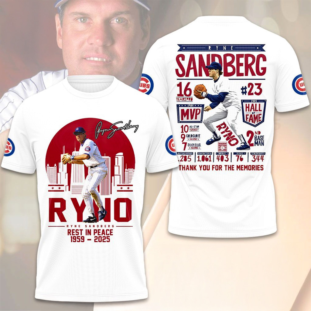 Ryne Sandberg Rest In Peace Shirt Fan Merch Gifts For Baseball Lovers-1