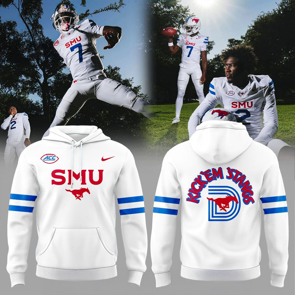 SMU Football All White Uniform 2025 Hoodie Fan Merch Christmas Gifts For Husband-1