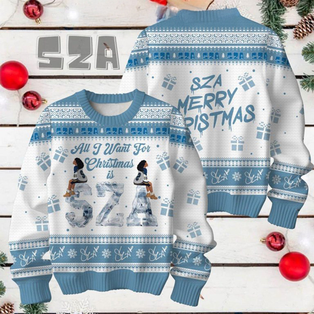 SZA All I Want For Christmas 2024 SZA Merry Pistmas Ugly Sweater Gifts For Music Fans-1
