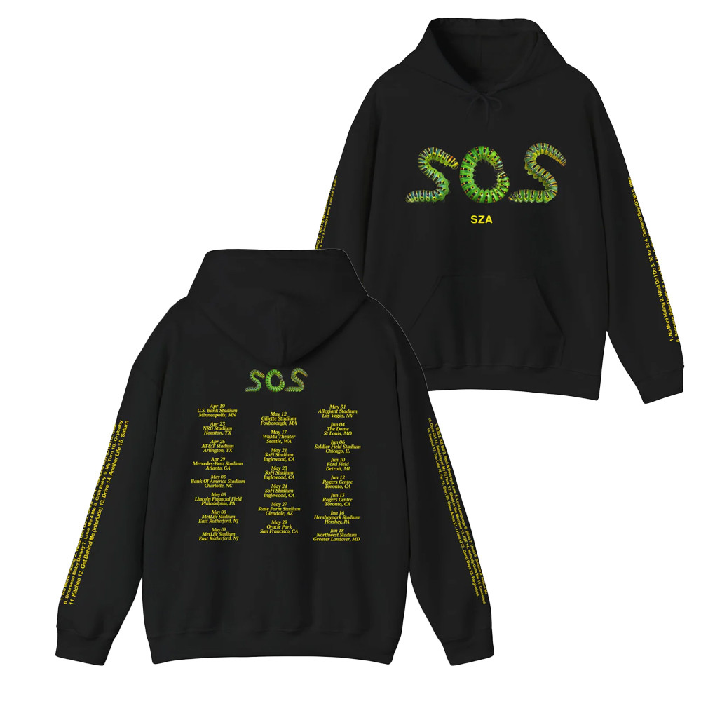 SZA Lana Merch SZA Lana Signature Black Arm Tour Dates Hoodie Gift For Fans-1