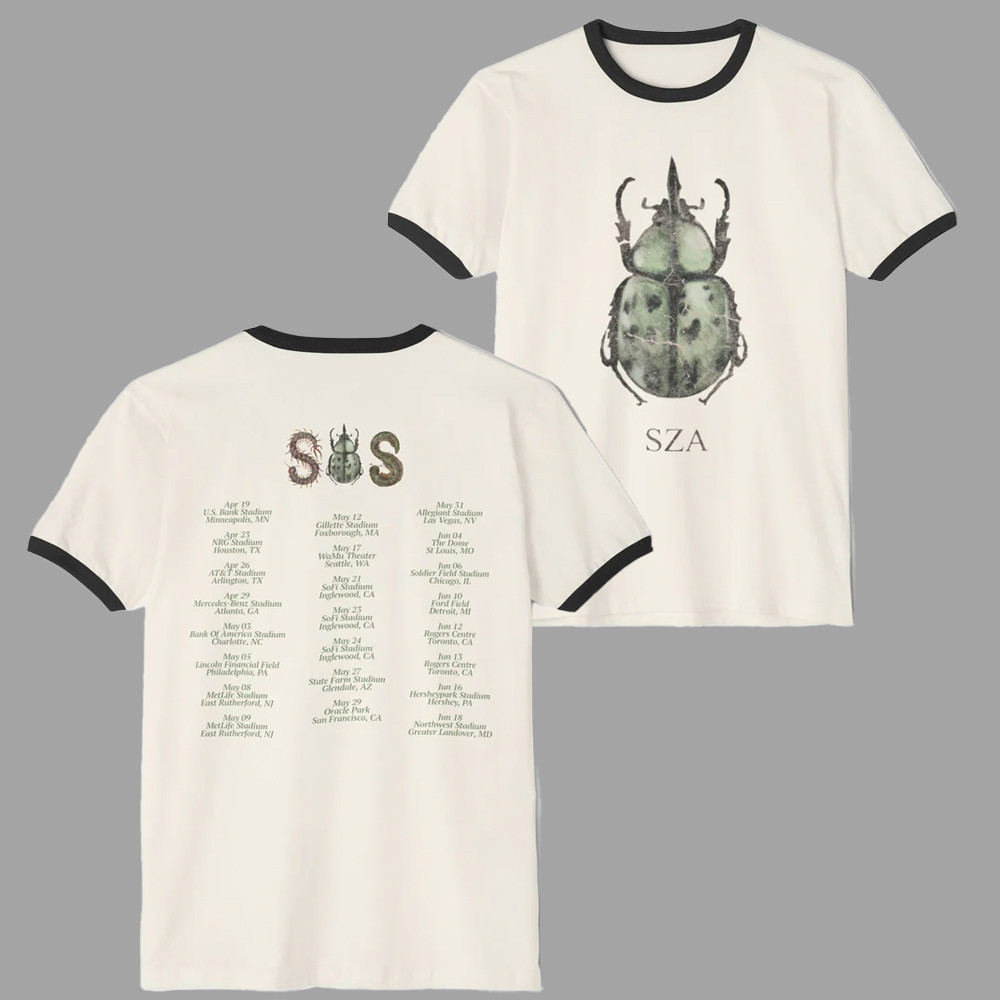 SZA Lana Merch SZA Sos Lana Beetle Ringer Sand Tour Dates T-Shirt Gifts For Fans-1