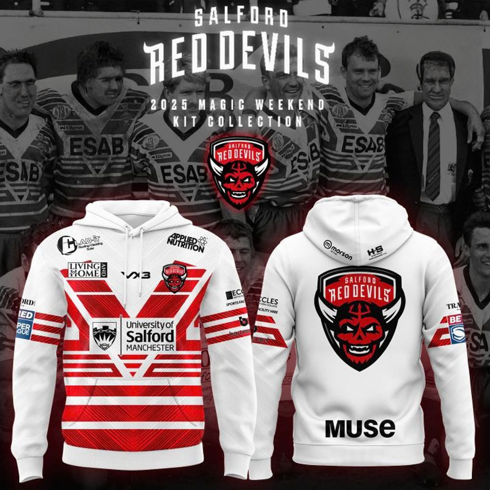 Salford Red Devils 2025 Magic Weekend Kit Collection Hoodie Salford Red Devils Merch For Fans-1