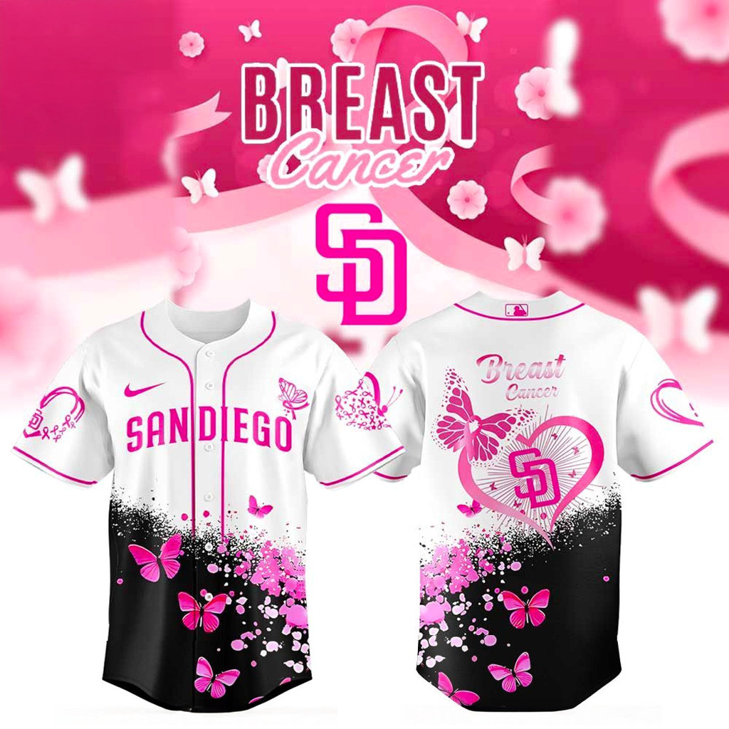 San Diego Padres Breast Cancer 2025 Jersey San Diego Padres Merch Gift Ideas For Baseball Fans-1