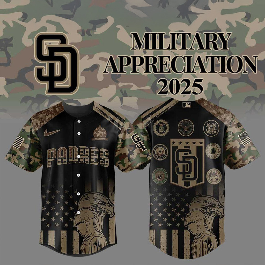San Diego Padres Celebrating Military Day 2025 Jersey San Diego Padres Merch Fans Gifts-1