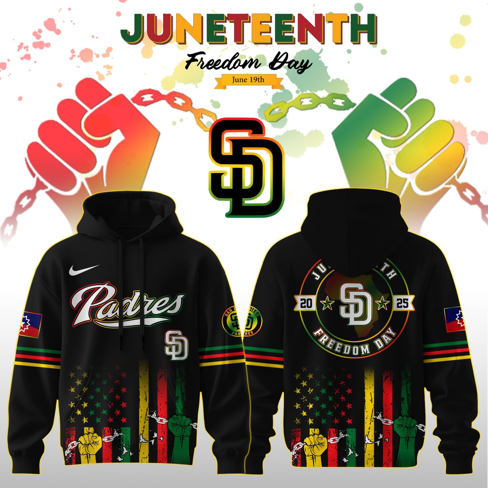 San Diego Padres Juneteenth Day 2025 Special Hoodie San Diego Padres Merch Baseball Fans Gifts-1