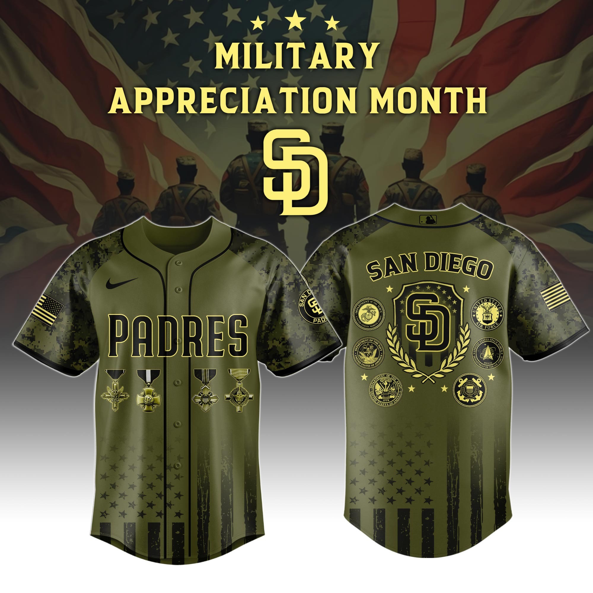 San Diego Padres MLB x Military Appreciation Month Special Edition Jersey 2025-1