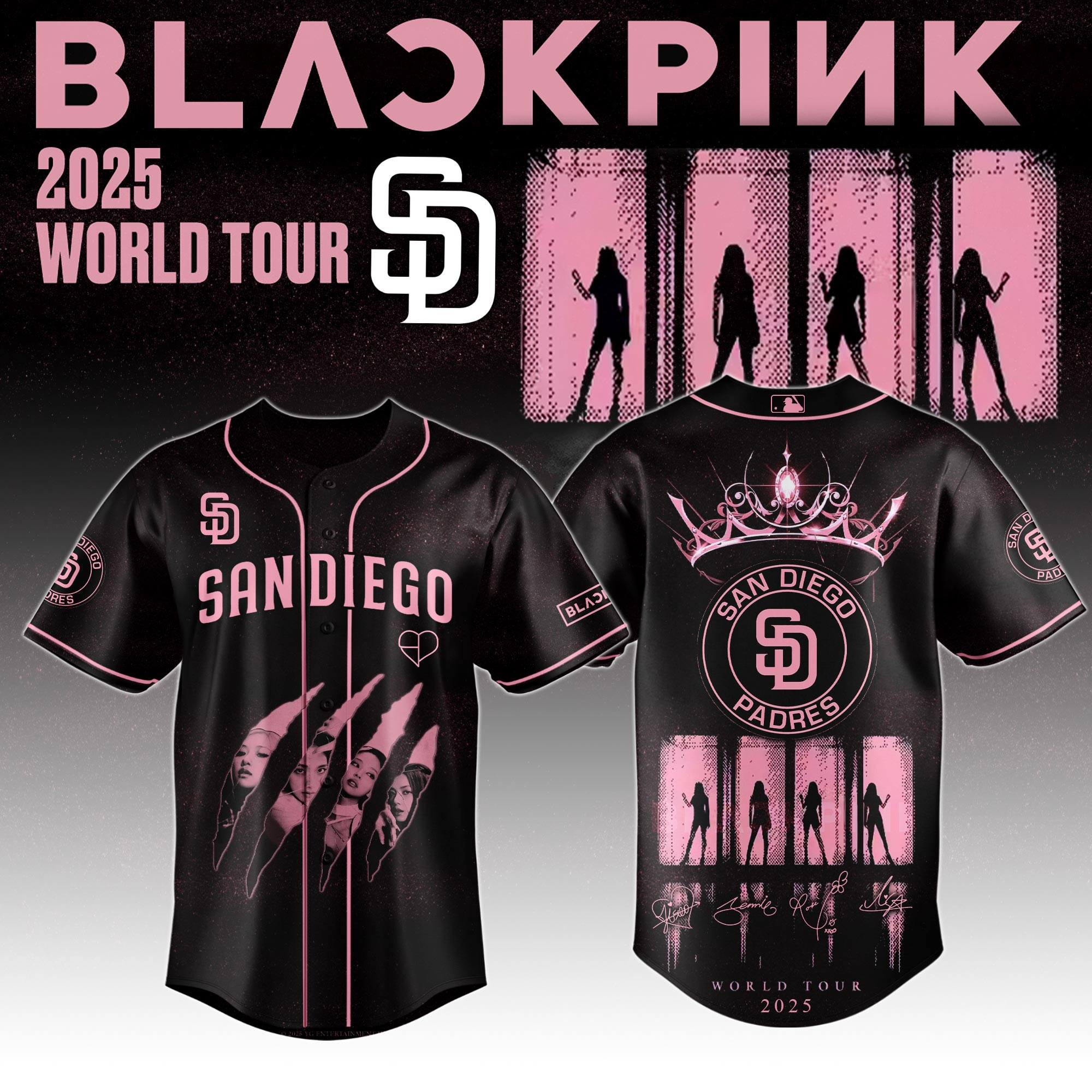 San Diego Padres Mlb X Black Pink World Tour Baseball Jersey For Fans Padres Merch-1